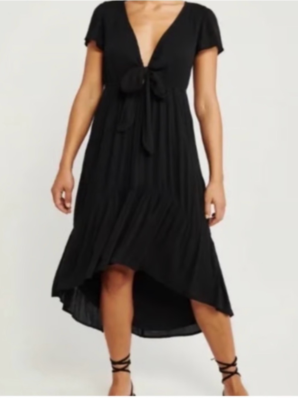 Abercrombie & Fitch Black Tie-Front High-Low Dress